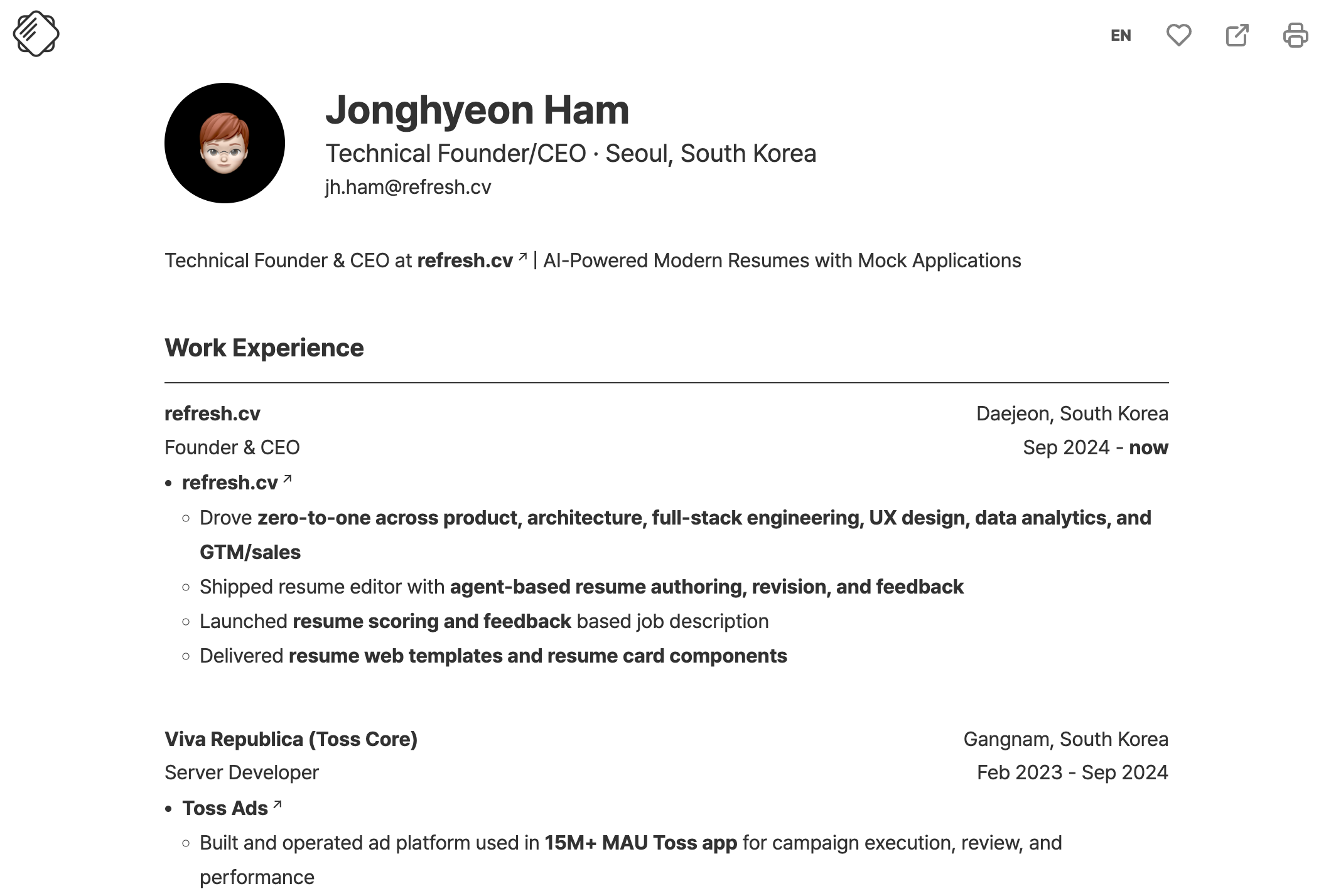 refresh.cv resume template example