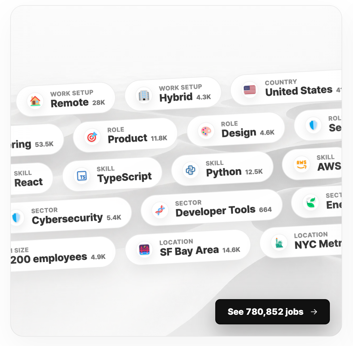 refresh.cv Jobs focused filters screenshot